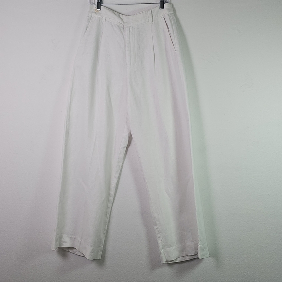 Madewell The Harlow Wide-Leg Linen Pants in White – Size 8 - Picture 1 of 13